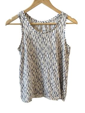 Banana Republic Malibu Tee | Sleeveless Ikat Print | Light Blue/White | Small